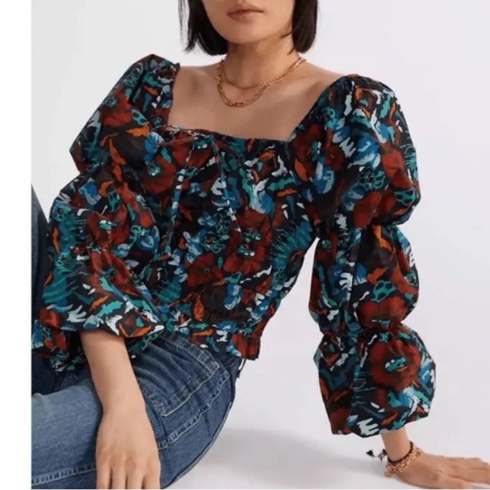 Anthropologie Porridge Tiered Puff Sleeve Shirt